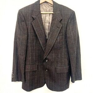 Vintage Christian Dior Monsieur Wool Plaid Blazer Jacket‎ Brown Menswear READ